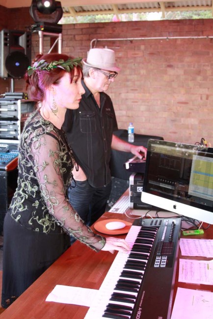 Sound check of 'By the Water'. With me on the keyboard, triggering the pre-recorded water, wind, wave sounds from the keyboard controller. And with Olev Muska being the sound engineer - Artistic director of 2012 Cabarita Park Twilight Festival Commission.