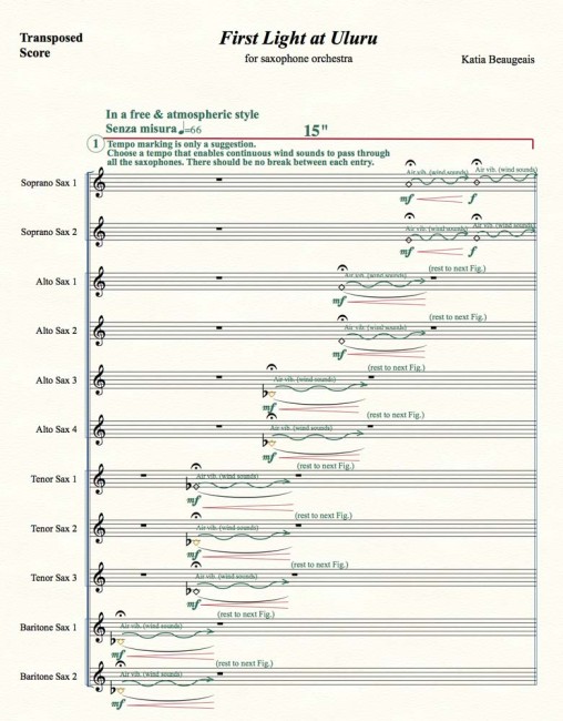 'First Light at Uluru' for saxophone orchestra - 15 to 30 saxophone parts available!