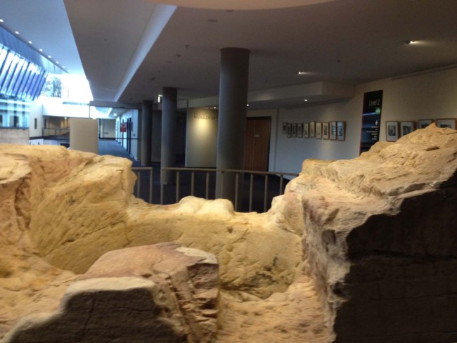 Inspiration of 'Terra Obscura' - Sandstone heritage brickwork discovered during the excavation and rebuilding of the Sydney Conservatoiurm. Displayed at the entry of the Sydney Con.