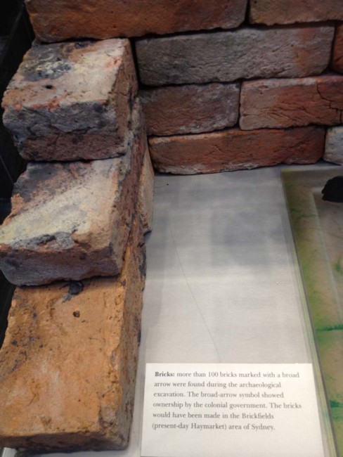 Brickwork discovered during the excavation process. Located in the Atrium of the Sydney Conservatorium of Music.