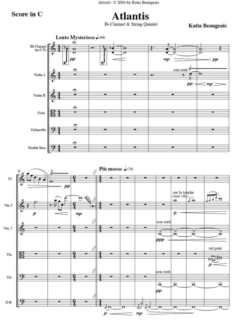 Atlantis for clarinet & string quintet p.1