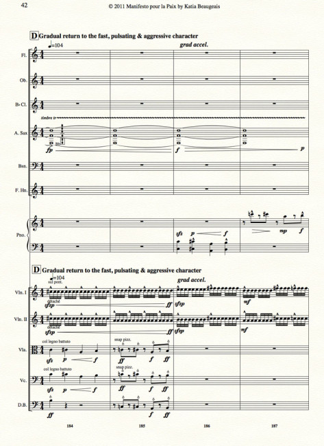 Manifesto pour la Paix for strings, winds, alto sax & piano p.42