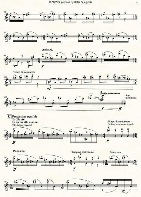 Supernova for solo oboe & metronome p.5