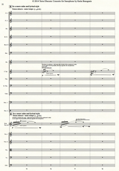 Terra Obscura: Concerto for Saxophone for solo saxophone & chamber orchestra- Movt I p.22