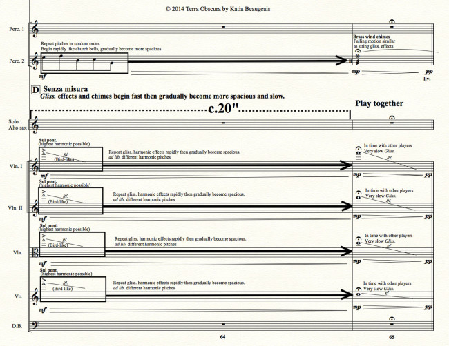 Terra Obscura: Concerto for Saxophone for solo saxophone & chamber orchestra. Bird glissando passage at the end of the 2nd Movt.