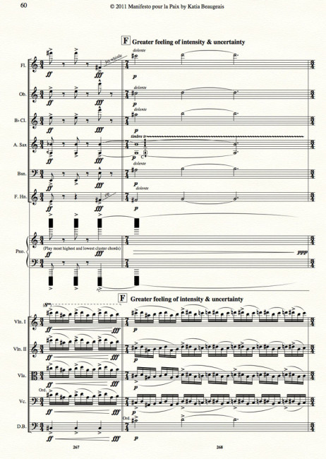 Manifesto pour la Paix for strings, winds, alto sax & piano p.60