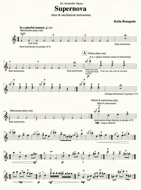 Supernova for solo oboe & metronome