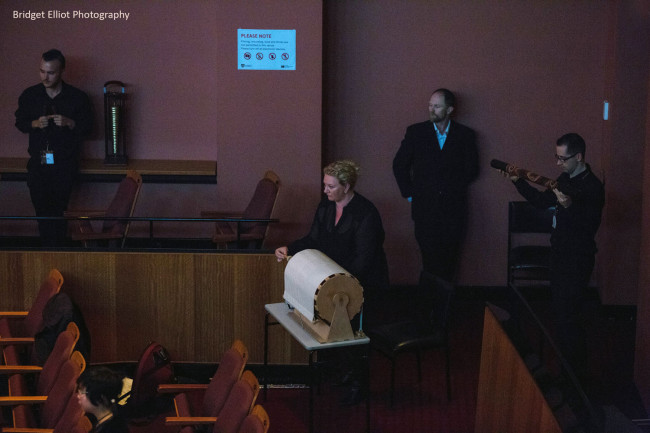 Wind Machine positioned at the back of the hall for surround sound effect - 'First Light at Uluru' Wind Symphony premiere.