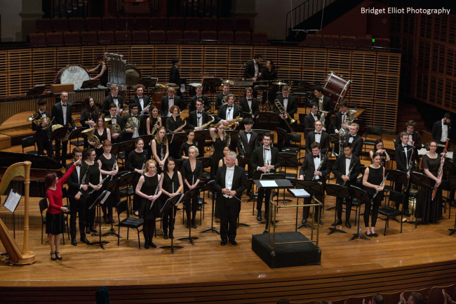 Acknowledging all the extra players in the upper balconies - 'First Light at Uluru' Wind Symphony premiere.