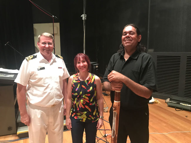 Lieutenant Commander, Director – Dr Steven Stanke, Composer – Katia Beaugeais, Didgeridoo player – William Barton. 