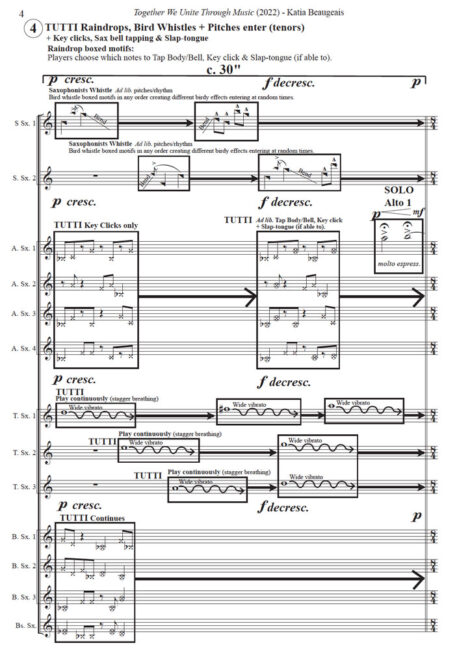 Katia Beaugeais Together We Unite Through Music for Saxophone Orchestra P.4