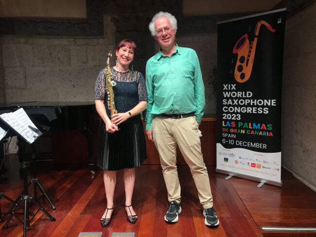 Dr Katia Beaugeais with Prof. Adam Gorb - World premiere of Long Distance Call.